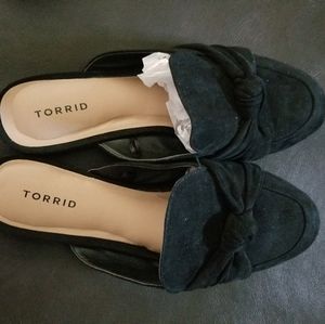 Black Faux Suede Bow Loafer